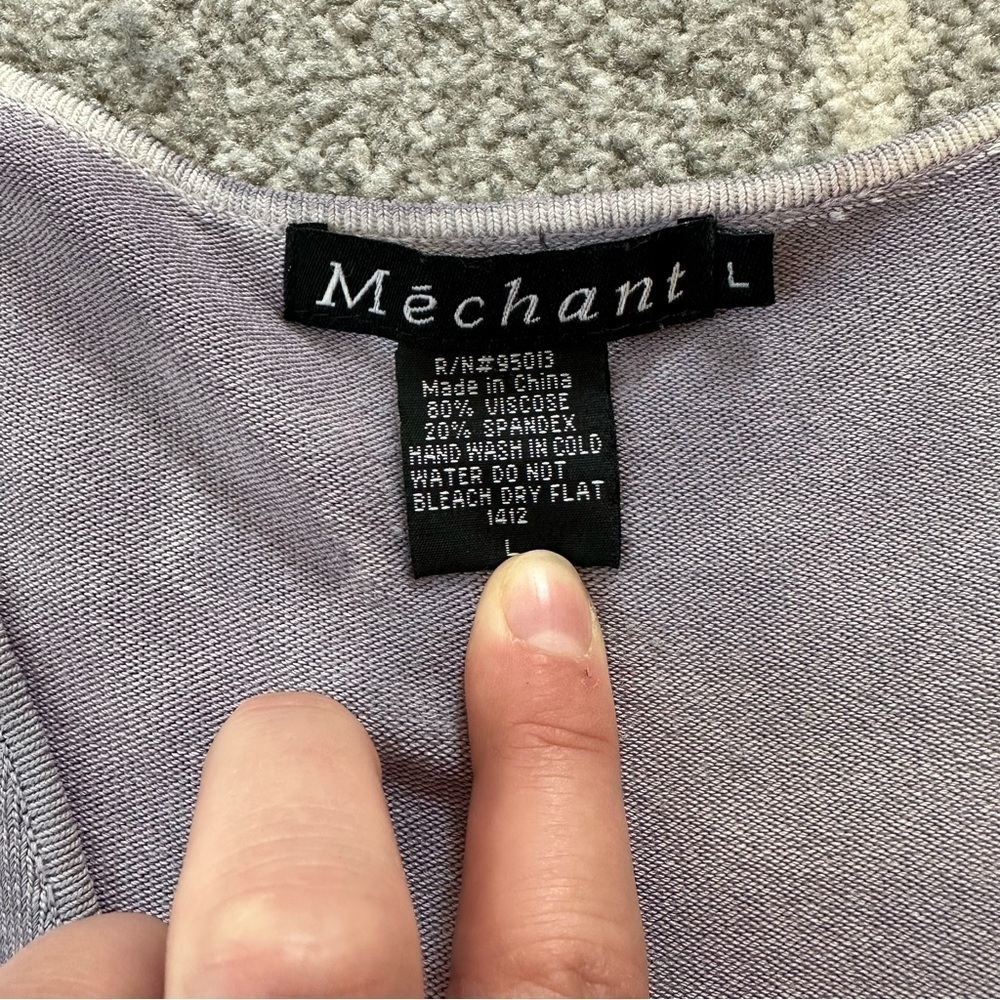 Mechant 90’s Lavender Watercolor Floral V-neck Sweater - Picture 4 of 4